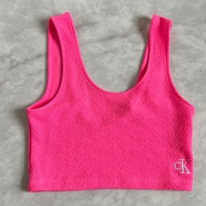 Neon pink Calvin Klein crop top